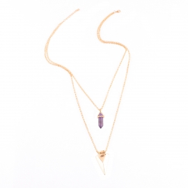 European and american personality trendy necklace, simple multi-element street jewelry, geometric pendant crystal clavicle chain