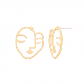 New simple personality hollow alloy earrings fashion trendy creative fun face contour earrings