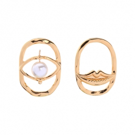 Creative pearl color lips asymmetrical earrings female personality european and american fashion earrings