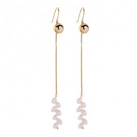 Elegant freshwater pearl long earrings, super fairy temperament, european and american fashion all-match earrings