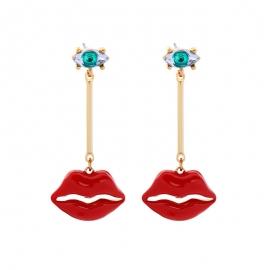 Devils eye enamel glaze red lip stud earrings female personality european and american fashion all-match earrings