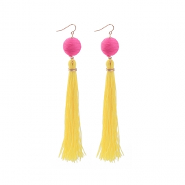 European and american fashion cross-border jewelry manufacturers wholesale, personalized ladies long thread ball tassel earrings issued by aliexpress
