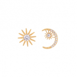 925 silver needle star moon earrings female korean temperament small mini earrings fresh and versatile