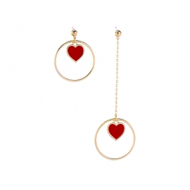 Creative simple asymmetric heart-shaped drop oil pendant earrings european style earrings