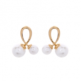 Korean version of 925 silver needle earrings creative design sense knotted niche earrings temperament net red pearl earrings