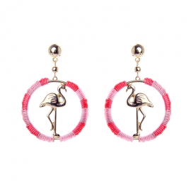 Alloy electroplating color wire winding ring bird earrings earrings female european and american style suitable for round face earrings