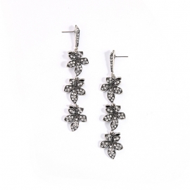 Retro gothic style crystal flower earrings female personality european and american fashion trendy earrings