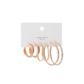 European and american earrings, large hoop earrings, popular earrings, circle irregular exaggerated earrings, three pairs set factory wholesale