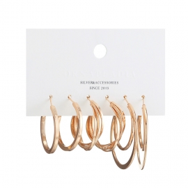 New european and american earring earrings set exaggerated trend gold earrings three-piece niche earrings foreign trade hot sale