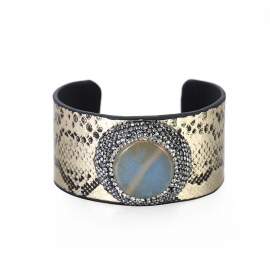 Outer code hot sale european and american big brand new resin snake pattern adjustable opening wide leather bracelet wholesale