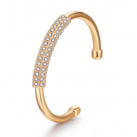 Cross-border hot sale new gold-plated diamond open bracelet ladies european and american light luxury fashion trend sand gold bracelet wholesale