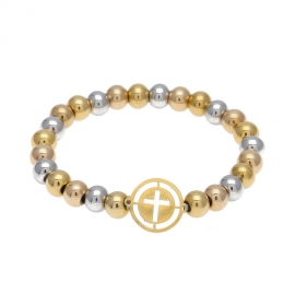 European and american fashion brand stainless steel hip hop jewelry hot sale cross stitching beads bracelet new