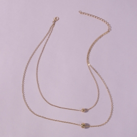 Cross-border jewelry fashion simple style round bead pendant double necklace