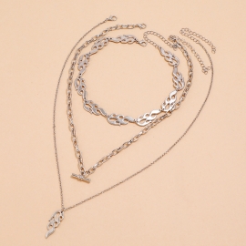 European and american style cross-border jewelry hip-hop retro style flame pendant chain necklace set 3