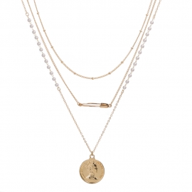 Japan and south korea cross-border hot-selling jewelry fashion creative portrait embossed brooch pendant multi-layer necklace