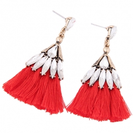 Bohemian fashion retro tassel earrings european and american ethnic style big diamond earrings