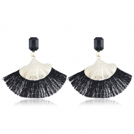 Cross-border fashion new wild exaggerated european and american earrings alloy geometric long tassel earrings female factory wholesale