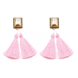 European and american fashion tassel simple earrings small jewelry female growth style gemstone tassel earrings yiwu accessories