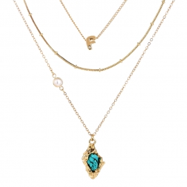 European and american fashion handmade jewelry bohemia micro-inlaid turquoise pendant fashion multi-layer necklace female