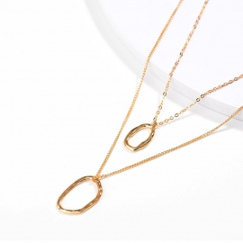 Korean version of simple ladies multi-layer wild necklace, personality shaped ring double-layer card neck chain, factory direct sales