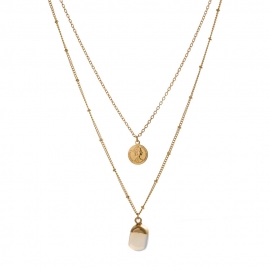 Cross-border e-commerce multi-layer necklace gold-clad opal pendant necklace temperament elizabeth coin card neck