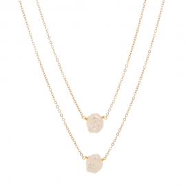 Japanese and korean ins new hot-selling necklace simple and versatile double-layer pure white special-shaped baroque pearl necklace clavicle chain