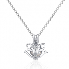 New fashion hollow lotus table diy pendant, personality diamond-studded natural freshwater oyster pearl necklace female