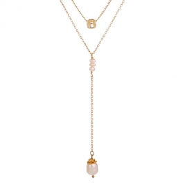 New fashion style long clavicle chain natural pearl letter b design double layer fashion elegant pendant necklace