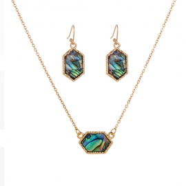 European and american cross-border new products explosive personality fashion all-match natural color abalone necklace earring set accessories female