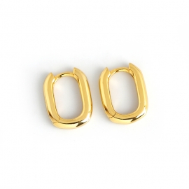 Vintage geometric oval ring circle s925 sterling silver earrings gold plated silver earrings