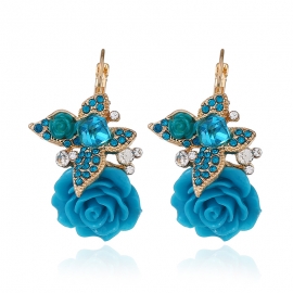 Butterfly flower earrings retro ethnic resin rose earrings