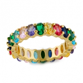 Colorful zircon womens fashion ring