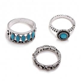European and american bohemian turquoise retro ring set joint ring aliexpress explosive foreign trade