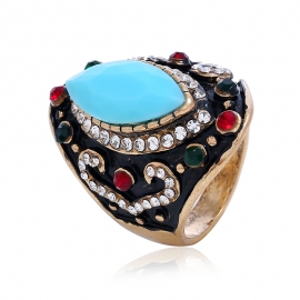 New rhinestone resin bohemian retro couple ring ring