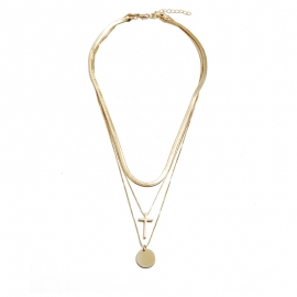 Alloy tag cross sweater chain fashionable simple religious madonna multi-layer necklace