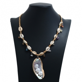 European and american style catwalk fashion retro multi-layer shell personality necklace metal explosion money decoration women