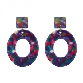 European and american cross-border jewelry retro fashion simple acrylic earrings geometric oval pendant earrings earrings women