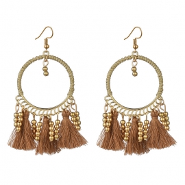 Bohemian ear jewelry, exquisite large ring, hand-wound fabric earrings, korean female tassel ear hooks wholesale