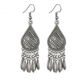 Hot-selling earrings in europe and america, manufacturers of retro ethnic earrings, water drop tassel exaggerated alloy earrings, wholesale jewelry