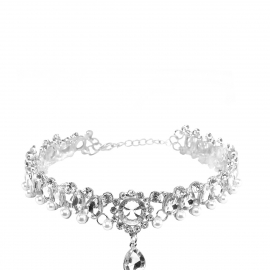 European and american fashion jewelry high-end seiko womens necklace water drop gem pearl short clavicle necklace