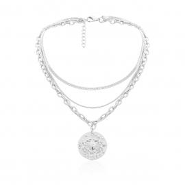 European and american cross-border jewelry, personalized snake bone chain, multi-element necklace, retro multi-layer simple crab embossed necklace