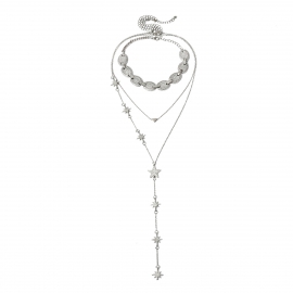 Factory direct jewelry european and american cross-border fashion five-pointed star sweater chain elegant temperament multi-layer ladies necklace