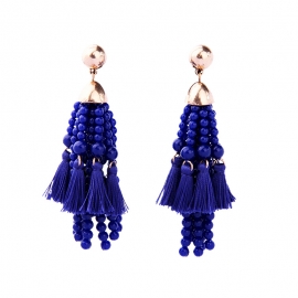 Tassel earrings female temperament wild bohemian ethnic style rice bead earrings european and american fashion cross-border jewelry wholesale