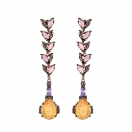 Flower crystal diamond drop earrings personality european and american retro style wild earrings