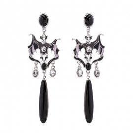 Long enamel oil drop diamond earrings earrings women european and american fashion show face thin temperament dress earrings