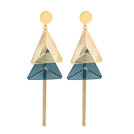 S925 silver needle long face thin earrings korean fashion geometric tassel earrings female temperament super fairy net red earrings