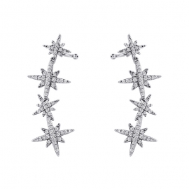 Micro inlaid star earrings female temperament korean fashion trendy cold wind conjoined ear bone clip