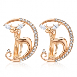 European and american earrings new christmas ornaments plated 14k gold earrings half moon little elk inlaid zircon earrings ins earrings