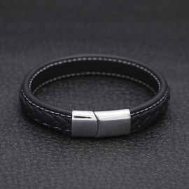 European and american handmade leather mens bracelet boutique stainless steel buckle car line lambskin bracelet