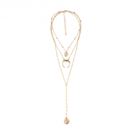 Cross-border hot-selling jewelry fashion simple style portrait embossed moon love pendant ladies multilayer necklace